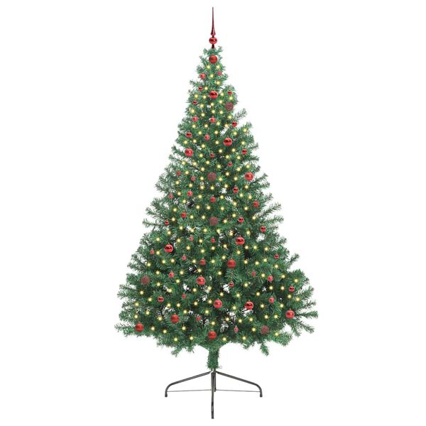vidaXL Sapin de No&euml;l artificiel pr&eacute;-&eacute;clair&eacute; Vert 240 cm PVC