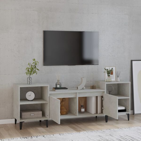 vidaXL Meuble TV Gris b&eacute;ton 160x35x55 cm Bois d'ing&eacute;nierie