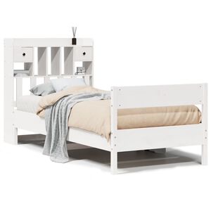 vidaXL Lit biblioth&egrave;que sans matelas blanc 90x190cm bois de pin massif