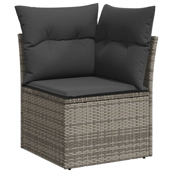 vidaXL Ensemble de canap&eacute; de jardin avec coussin 8 pcs Gris polyrotin