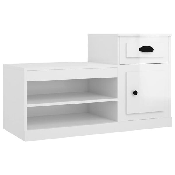 vidaXL Armoire &agrave; chaussure blanc brillant 100x42x60 cm bois ing&eacute;nierie