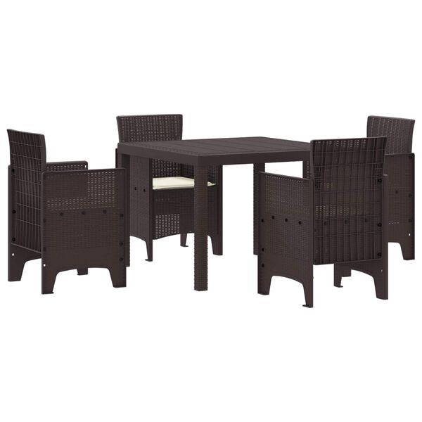 vidaXL Ensemble de salle à manger pour jardin 5 pcs Marron Rattan Polt