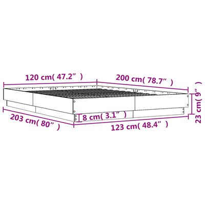 vidaXL Cadre de lit chêne marron 120x200 cm bois d'ingénierie