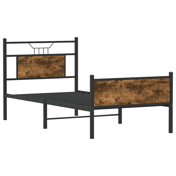 vidaXL Cadre de lit sans matelas ch&ecirc;ne fum&eacute; 80x200cm bois d'ing&eacute;nierie