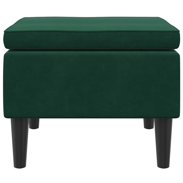 vidaXL Tabouret avec pieds en bois Vert fonc&eacute; Velours