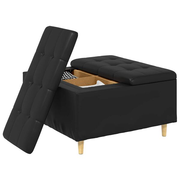 vidaXL Tabouret bouton avec coussin Noir 80 x 80 x 45 cm Simili cuir