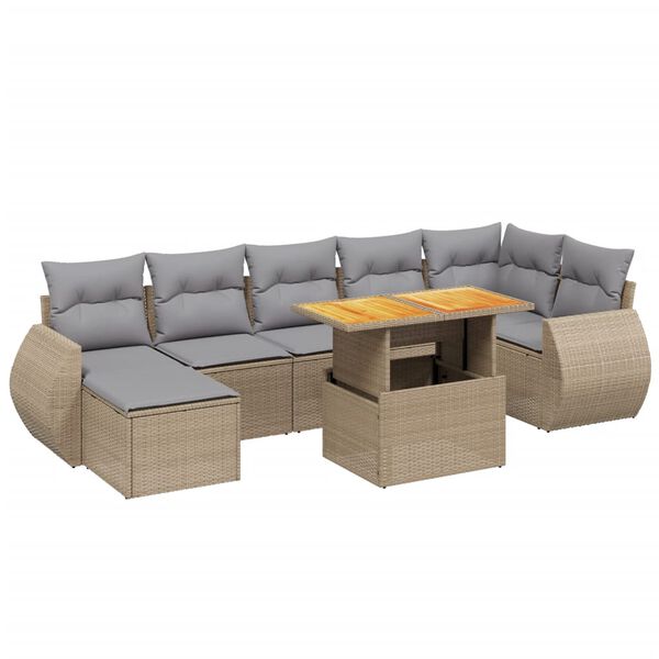 vidaXL Salon de jardin avec coussins 8 pcs beige r&eacute;sine tress&eacute;e