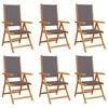 vidaXL Fauteuils pliants inclinables, 6 pi&egrave;ces, tissu anthracite et bois massif