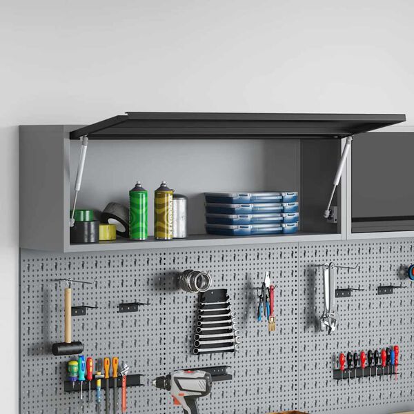 vidaXL Cabinet &agrave; Outils avec stockage Noir et gris 100 x 25 x 35 cm