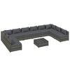 vidaXL Salon de jardin 11 pcs avec coussins R&eacute;sine tress&eacute;e Gris