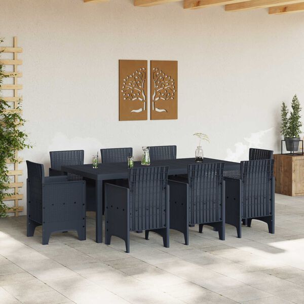 vidaXL Ensemble de salle &agrave; manger pour jardin 9 pcs Anthracite