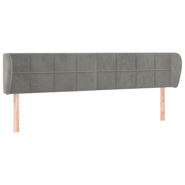 vidaXL T&ecirc;te de lit avec oreilles Gris clair 163x23x78/88 cm Velours