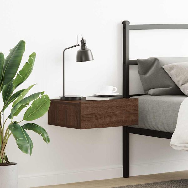 vidaXL Table de chevet flottante Ch&ecirc;ne marron 40x30x15 cm