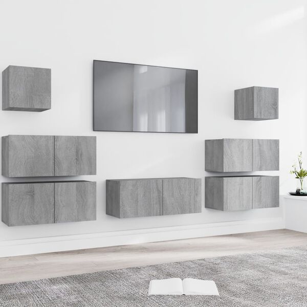 vidaXL Ensemble de meubles TV 7 pcs Sonoma gris Bois d'ingénierie