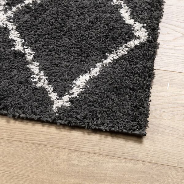 vidaXL Tapis shaggy &agrave; poils longs moderne noir et cr&egrave;me 80x150 cm