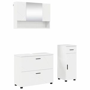 vidaXL Ensemble de mobilier de salle de bain 3 pc Blanc brillant