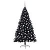 vidaXL Sapin de No&euml;l artificiel pr&eacute;-&eacute;clair&eacute; Noir 210 cm PVC