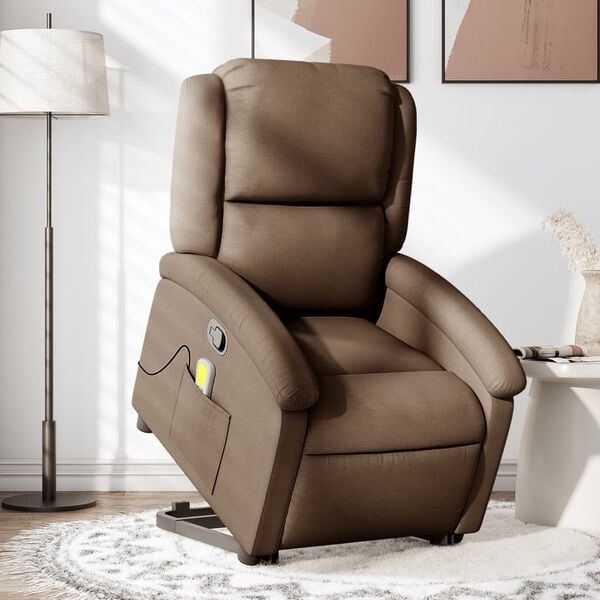 vidaXL Fauteuil de massage inclinable Marron Tissu