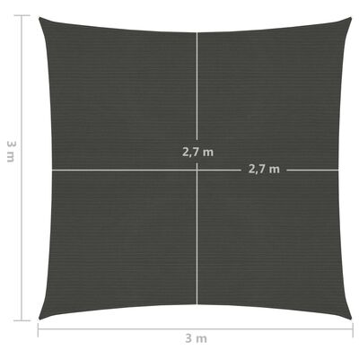 vidaXL Voile d'ombrage 160 g/m² Anthracite 3x3 m PEHD