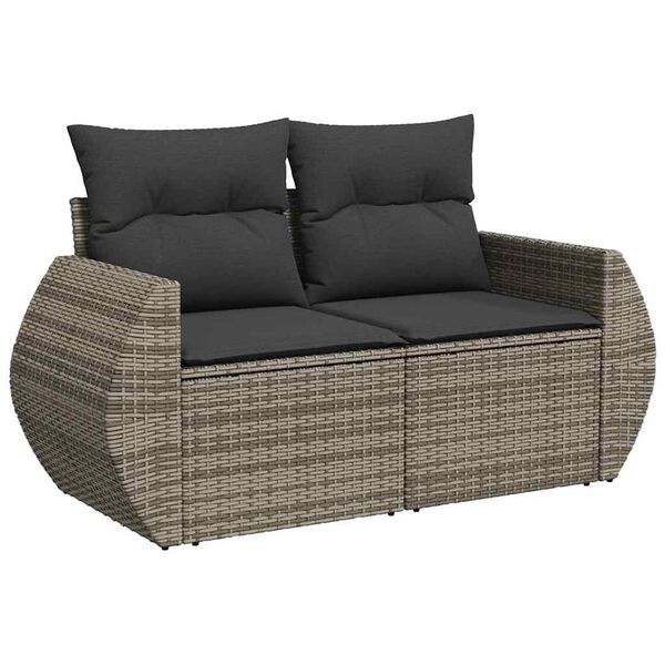 vidaXL Salon de jardin 11 pcs avec coussins gris r&eacute;sine tress&eacute;e