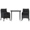 vidaXL Ensemble &agrave; manger de jardin avec coussins 3 pcs Noir