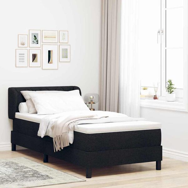 vidaXL Lit &agrave; ressorts avec matelas Noir 90 x 190 cm tissu