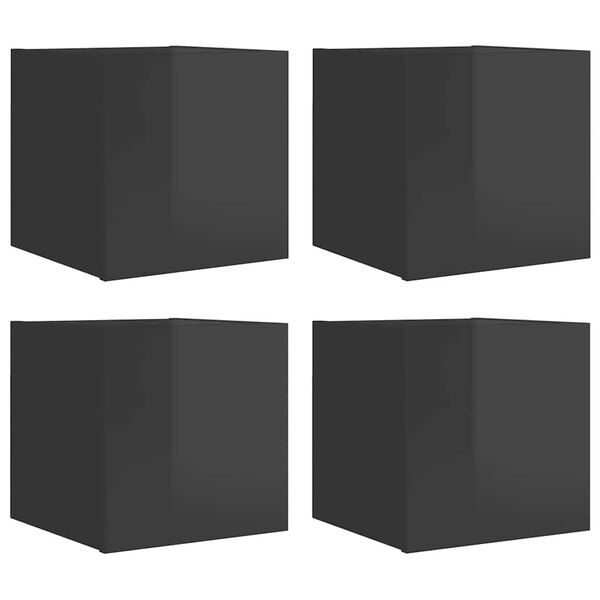 vidaXL Meubles TV muraux 4 pcs Gris brillant 30,5x30x30 cm