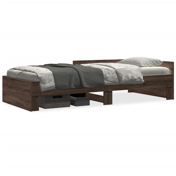 vidaXL Cadre de lit sans matelas ch&ecirc;ne marron 90x190cm bois ing&eacute;nierie
