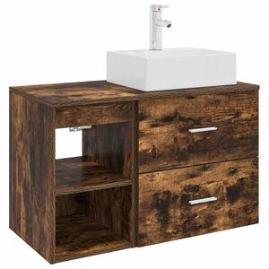 vidaXL Ensemble de mobilier de salle de bain 2 pcs Ch&ecirc;ne fum&eacute;