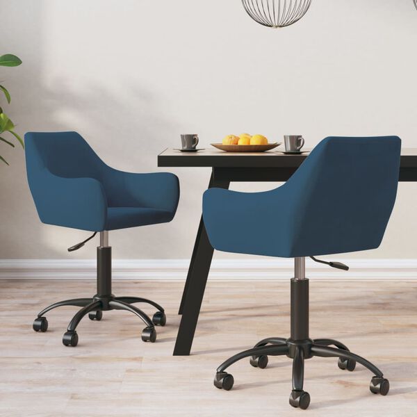 vidaXL Chaises pivotantes &agrave; manger lot de 2 bleu velours