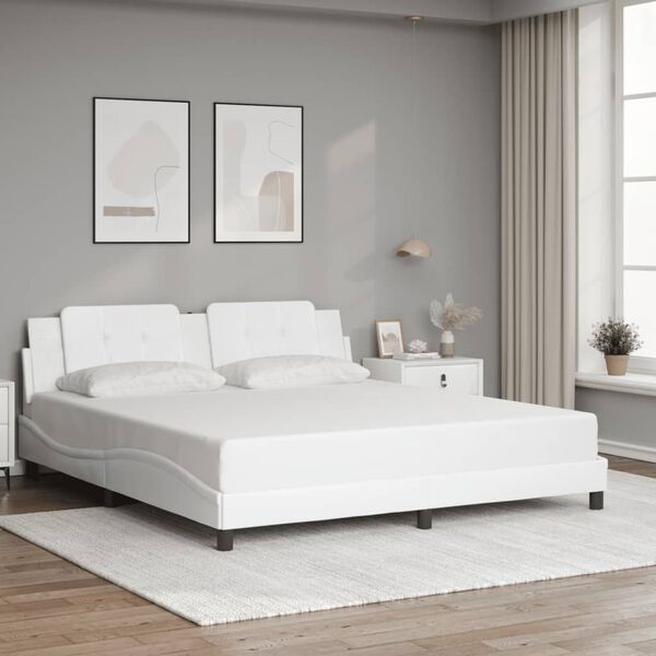 vidaXL Cadre de lit avec LED sans matelas Zadar blanc 180x200 cm