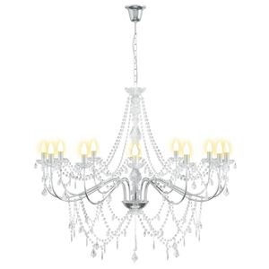 vidaXL Lustre r&eacute;glable &agrave; perles E14 M&eacute;tal et acrylique Chrome