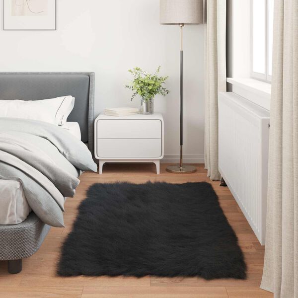 vidaXL Tapis en fausse Tafalla Noir 60 x 110 cm Polyester