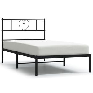 vidaXL Cadre de lit m&eacute;tal sans matelas avec t&ecirc;te de lit noir 90x190 cm
