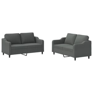 vidaXL Ensemble de canap&eacute;s 2 pcs avec coussins Gris fonc&eacute; Tissu