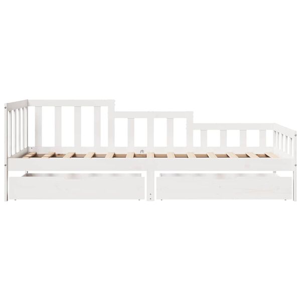 vidaXL Lit de jour et tiroirs sans matelas blanc 90x190 cm bois massif