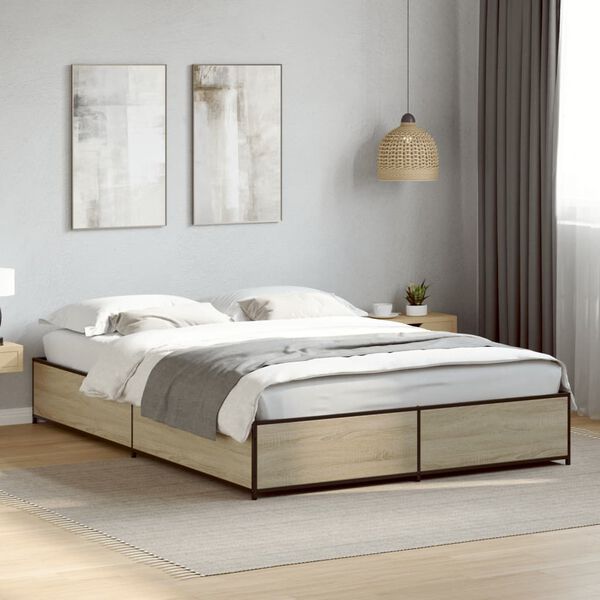 vidaXL Cadre de lit sans matelas ch&ecirc;ne sonoma 120x190 cm