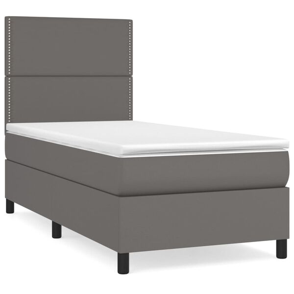 vidaXL Sommier &agrave; lattes de lit avec matelas Gris 80x200 cm Similicuir