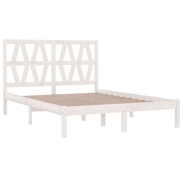 vidaXL Cadre de lit sans matelas blanc bois massif