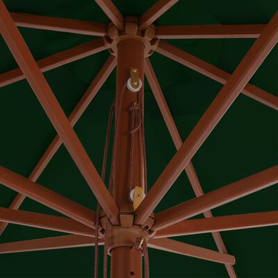 vidaXL Parasol d'extérieur avec mât en bois 350 cm Vert