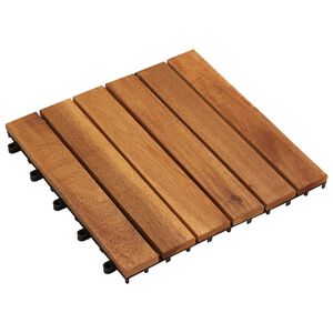 vidaXL Carreau de terrasse 30 pcs Marron 30 x 30 cm Bois d'acacia