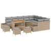 vidaXL Ensemble de canap&eacute; de jardin 13 pcs Beige Poly rotin