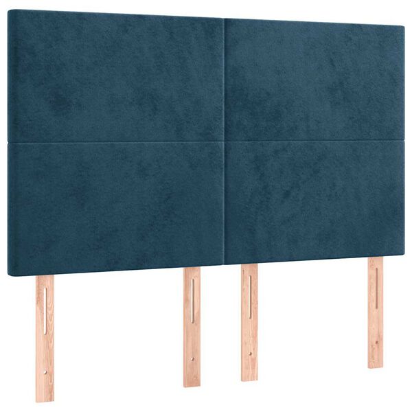 vidaXL T&ecirc;te de lit Bleu fonc&eacute; 144 x 5 x 118/128 cm Velours