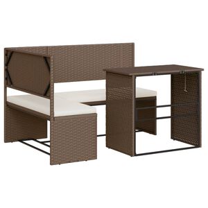 vidaXL Canap&eacute; de jardin avec table et coussins en forme de L marron