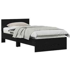 vidaXL Cadre de lit Ch&ecirc;ne noir 75 x 190 cm Bois d'ing&eacute;nierie