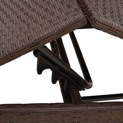 vidaXL Chaises longues lot de 2 avec table marron résine tressée