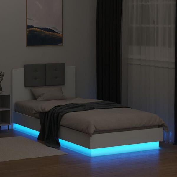 vidaXL Cadre de lit avec LED sans matelas blanc 100x200 cm