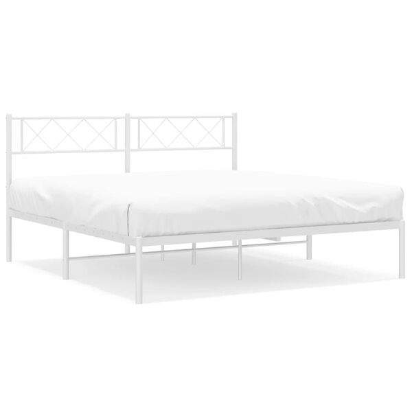 vidaXL Cadre de lit m&eacute;tal sans matelas et t&ecirc;te de lit blanc 120x200 cm