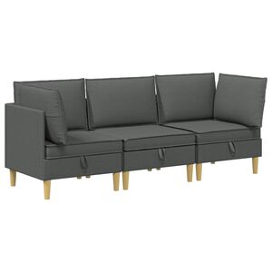 vidaXL Ensemble de meubles pour le salon 3 pcs Gris fonc&eacute; Tissu