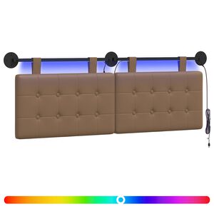vidaXL T&ecirc;te de lit suspendue Avec lumi&egrave;re LED Cappuccino Simili cuir